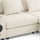Sectional With Bluetooth Speakers L Shaped Couch With Console USB Charger, Cup Holders Storage Ottoman Deep And Wide Seat Cloud Sofa