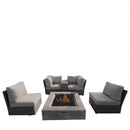 Contemporary Patio Seating Set With Fire Pit
