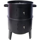 Portable Charcoal Smoker Grill For Outdoor Cooking - Black