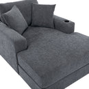 Oversized Chaise Lounger Modern Style Sofa Couch, With Pillows, Charge Station & Cup Holders