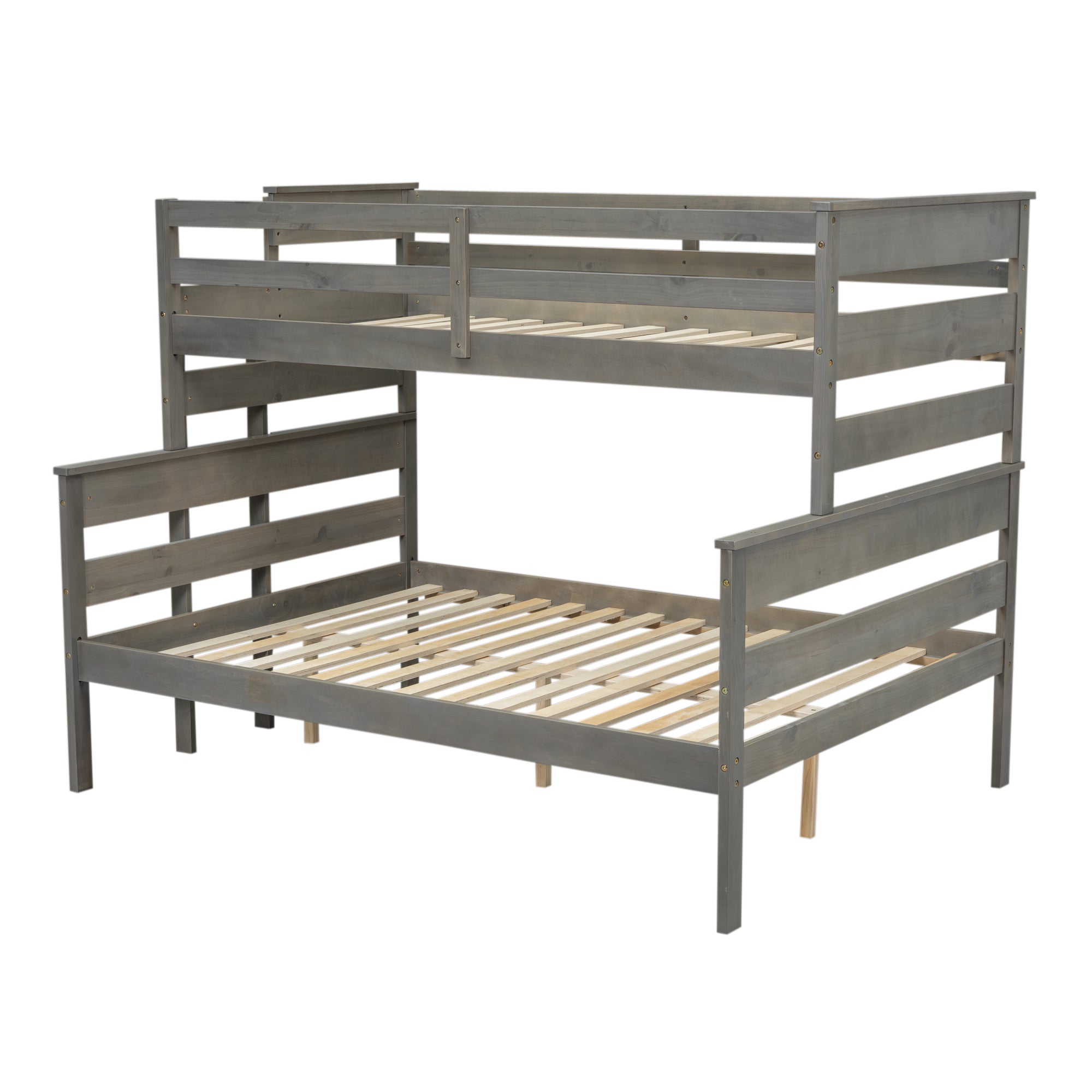 Wood Twin XL over Queen Bunk Bed with Ladder, Gray - Atlantic Fine Furniture Melbourne FL