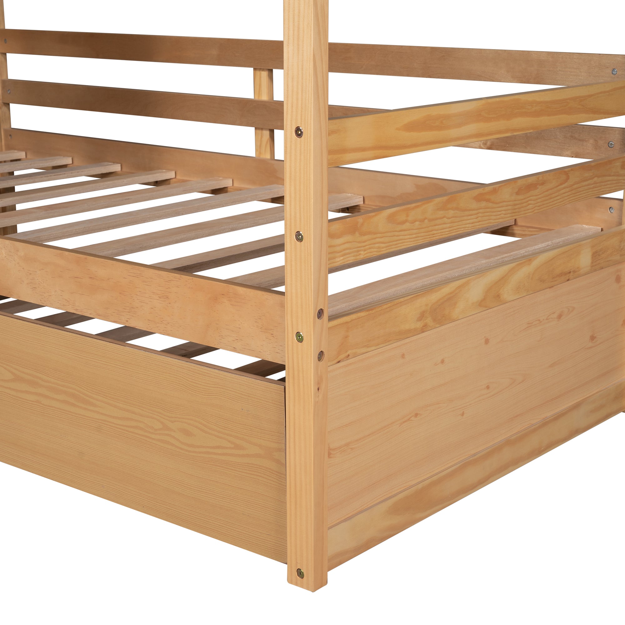 Twin Size House Bed Wood Bed with Twin Size Trundle ( Natural ) - Atlantic Fine Furniture Melbourne FL