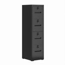 Modern 4 Drawer Metal Vertical Filing Cabinets With Lock For Home Office, Steel Construction, Letter / Legal / A4 / F4 Size - Brushed Nickel