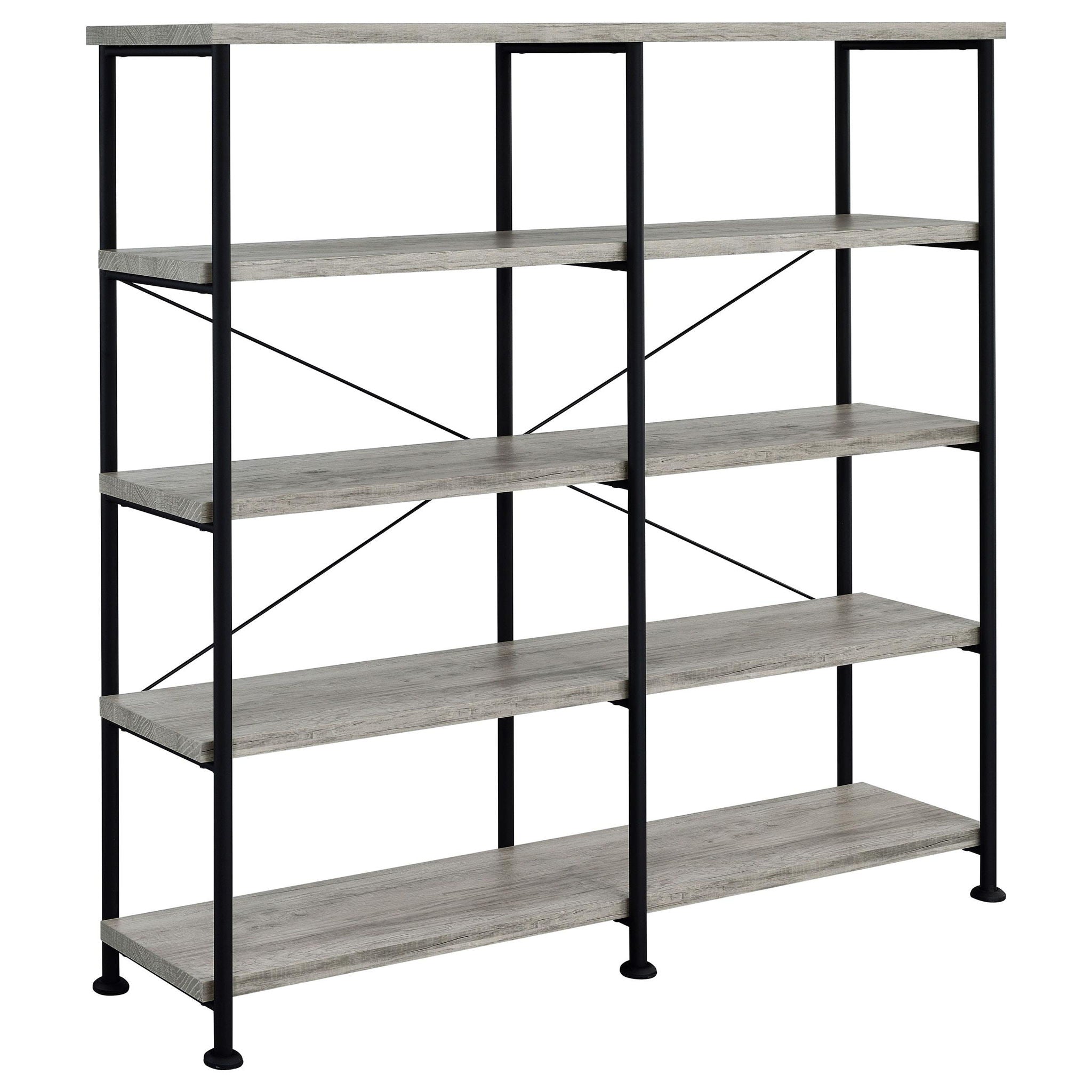 Analiese 63-inch 4-shelf Double Bookshelf Grey Driftwood