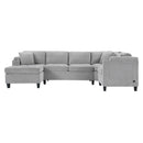 U Shaped Sectional Sofa, Corner Living Room Couch With Built In Cup Holders, Storage, USB Ports