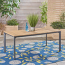 Outdoor Wicker Rectangular Dining Table With Iron Frame And Water Resistant Rattan