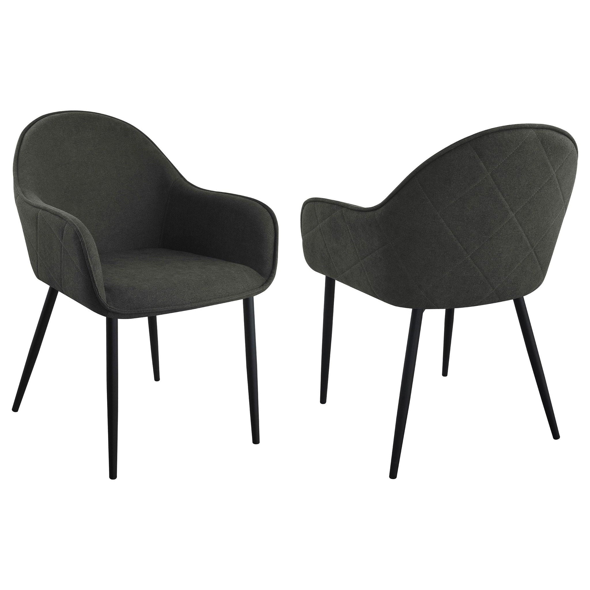 Emma Fabric Upholstered Dining Arm Chair Charcoal (Set of 2) - Atlantic Fine Furniture Melbourne FL