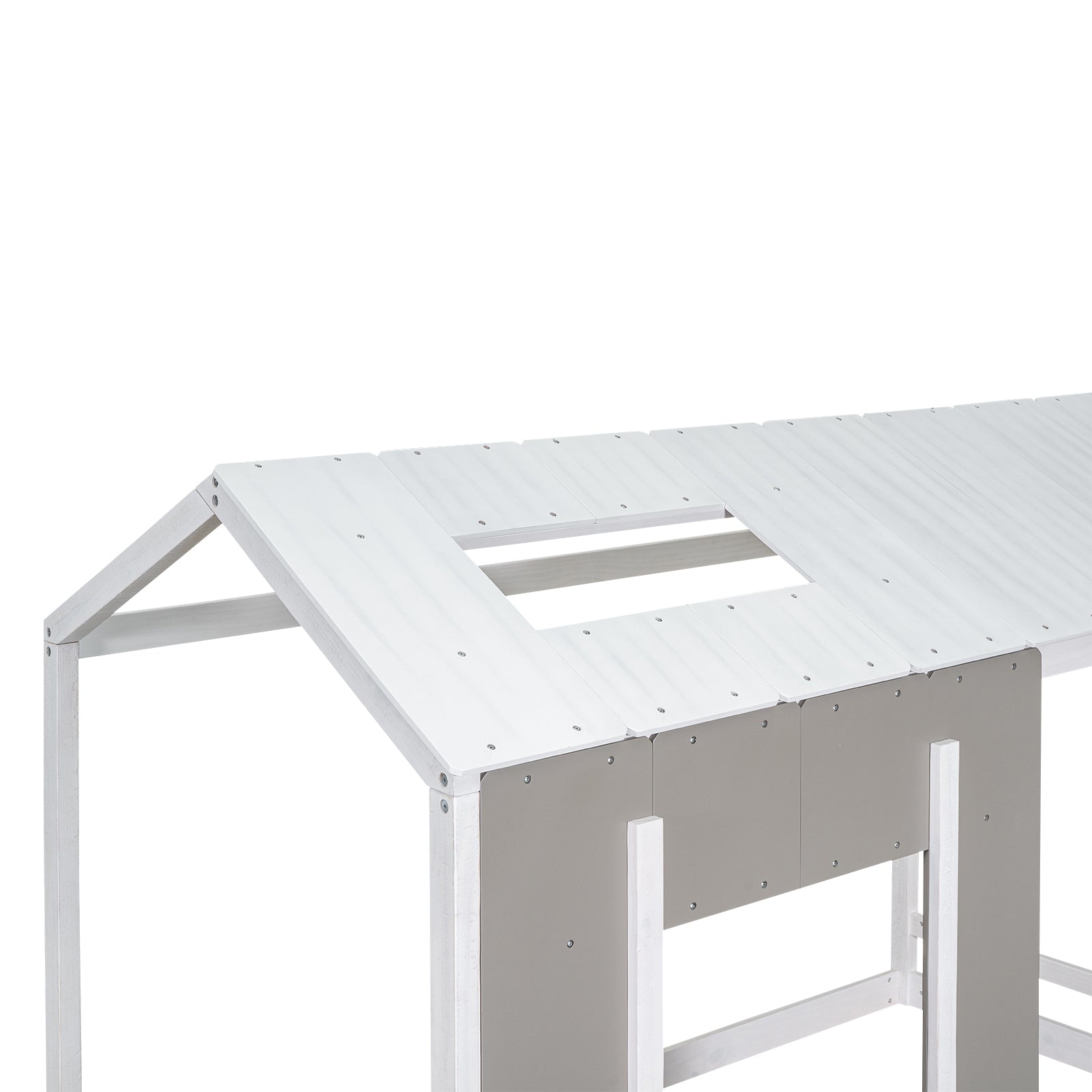 Twin Size House Platform with Roof and Window, White+Antique Grey(Old SKU: WF294130AAE) - Atlantic Fine Furniture Melbourne FL