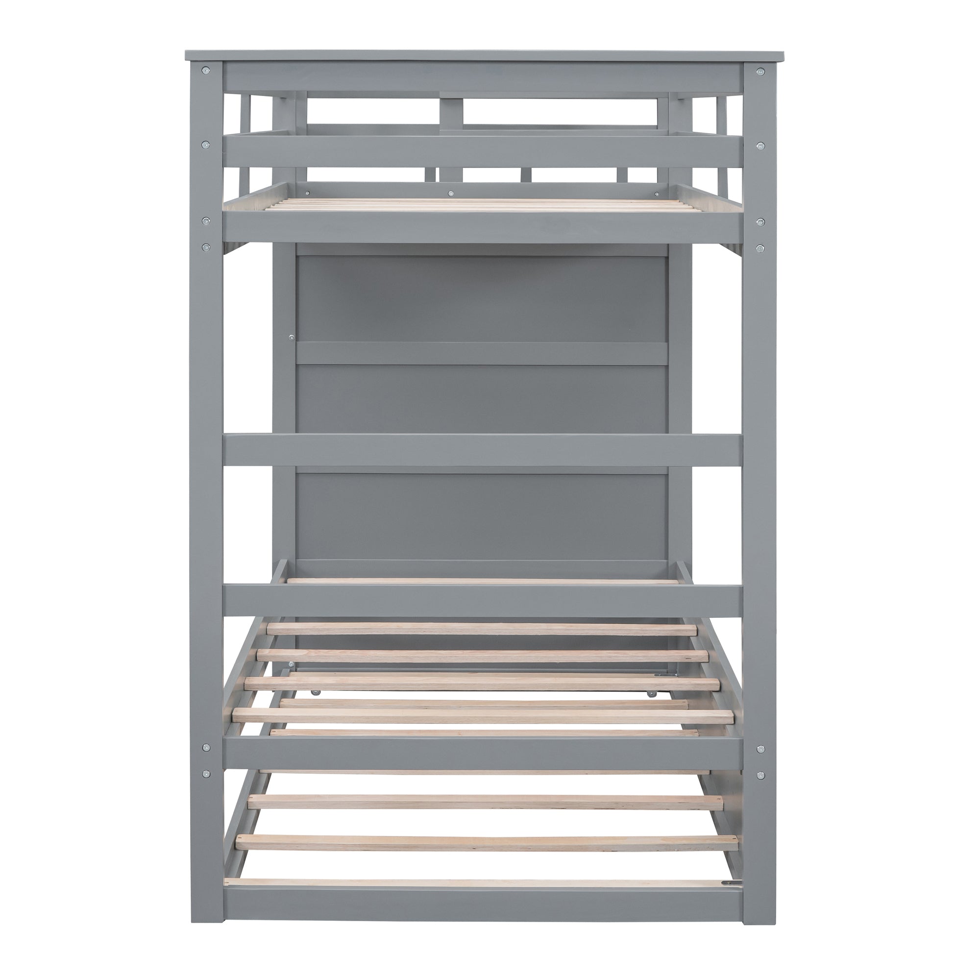 Twin Over Twin Bunk Bed with Trundle and Staircase,Gray(OLD SKU:LT000068AAE) - Atlantic Fine Furniture Melbourne FL
