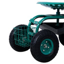 Rolling Garden Scooter Cart Seat With Wheels, 360 Swivel Seat, Tool Tray