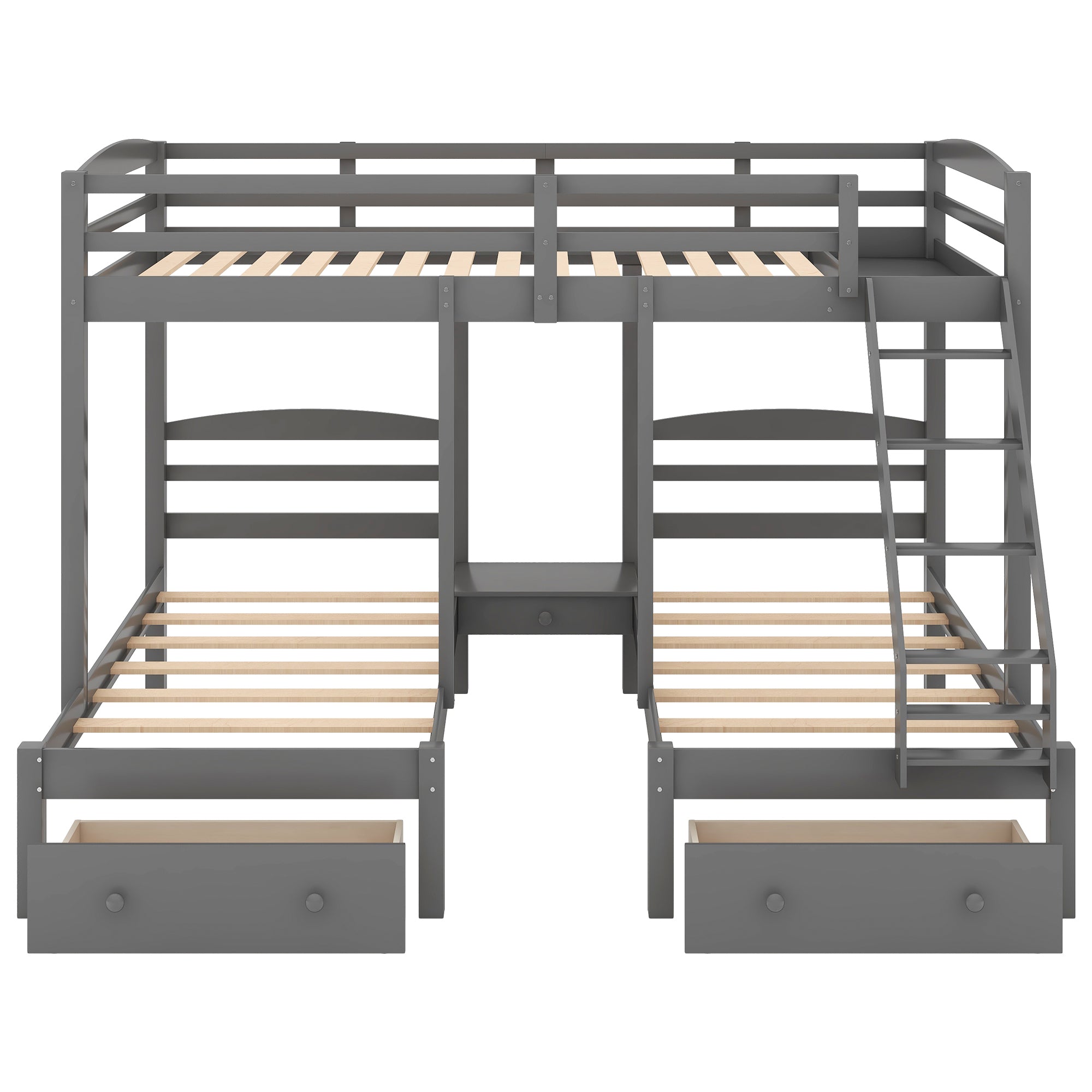 Full over Twin & Twin Bunk Bed,Triple Bunk Bed with Drawers, Gray - Atlantic Fine Furniture Melbourne FL