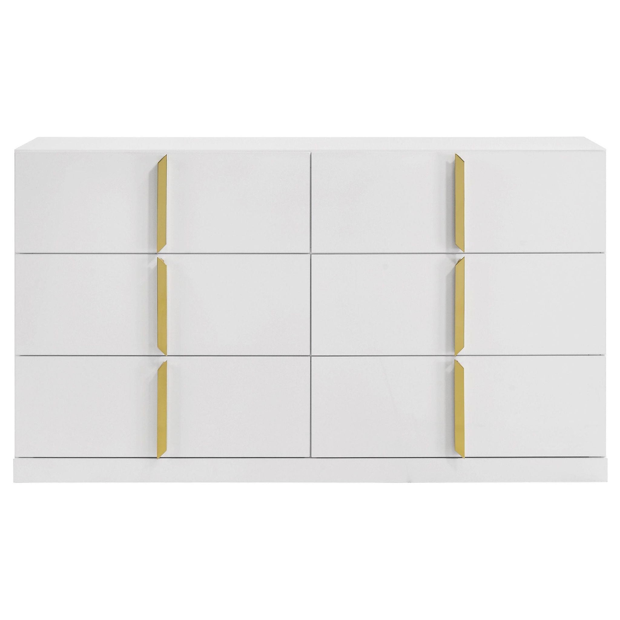 Ines 6-drawer Bedroom Dresser Cabinet White High Gloss