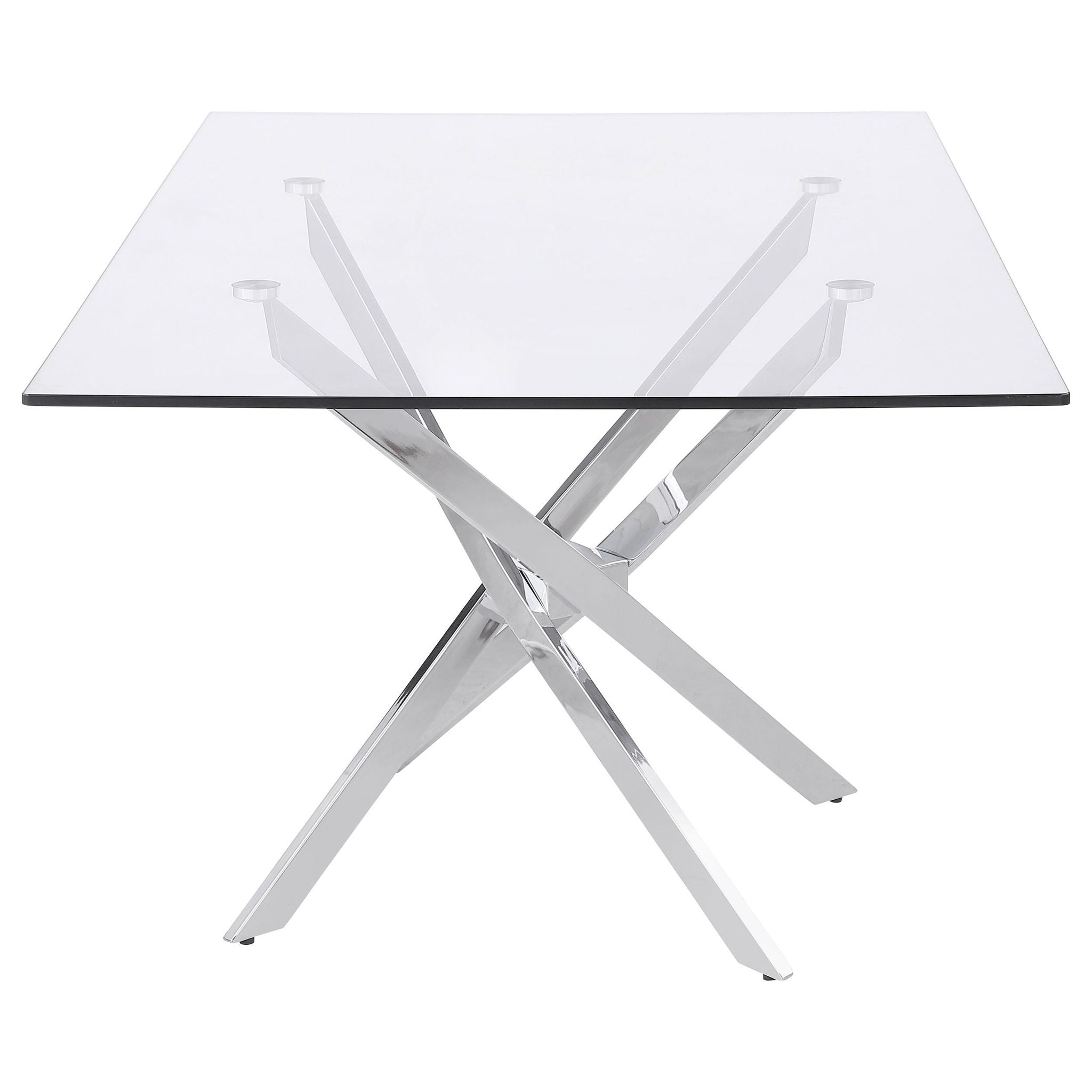 Carmelo Rectangular 66-inch Glass Top Dining Table Chrome