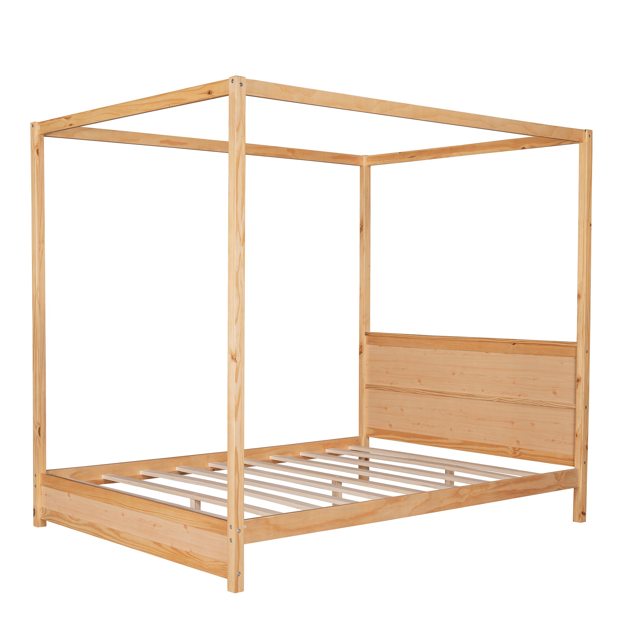 Queen Size Canopy Platform Bed with Headboard and Support Legs,Natural - Atlantic Fine Furniture Melbourne FL