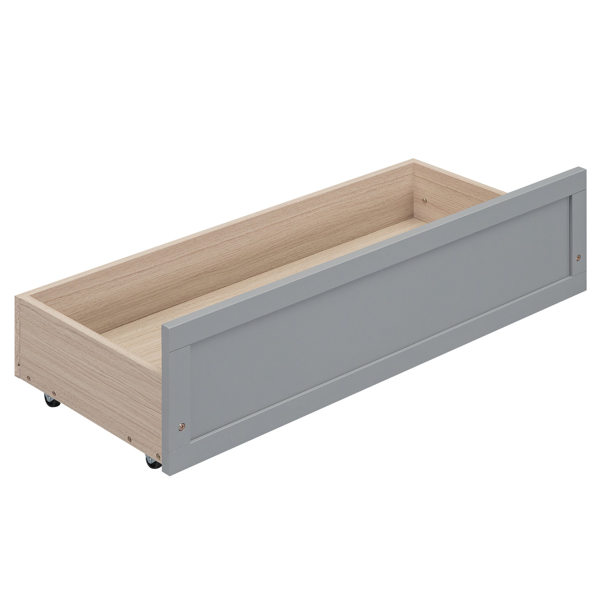 Full Size House Bed with Storage Shelves and 2 Drawers, Brushed Gray - Atlantic Fine Furniture Melbourne FL