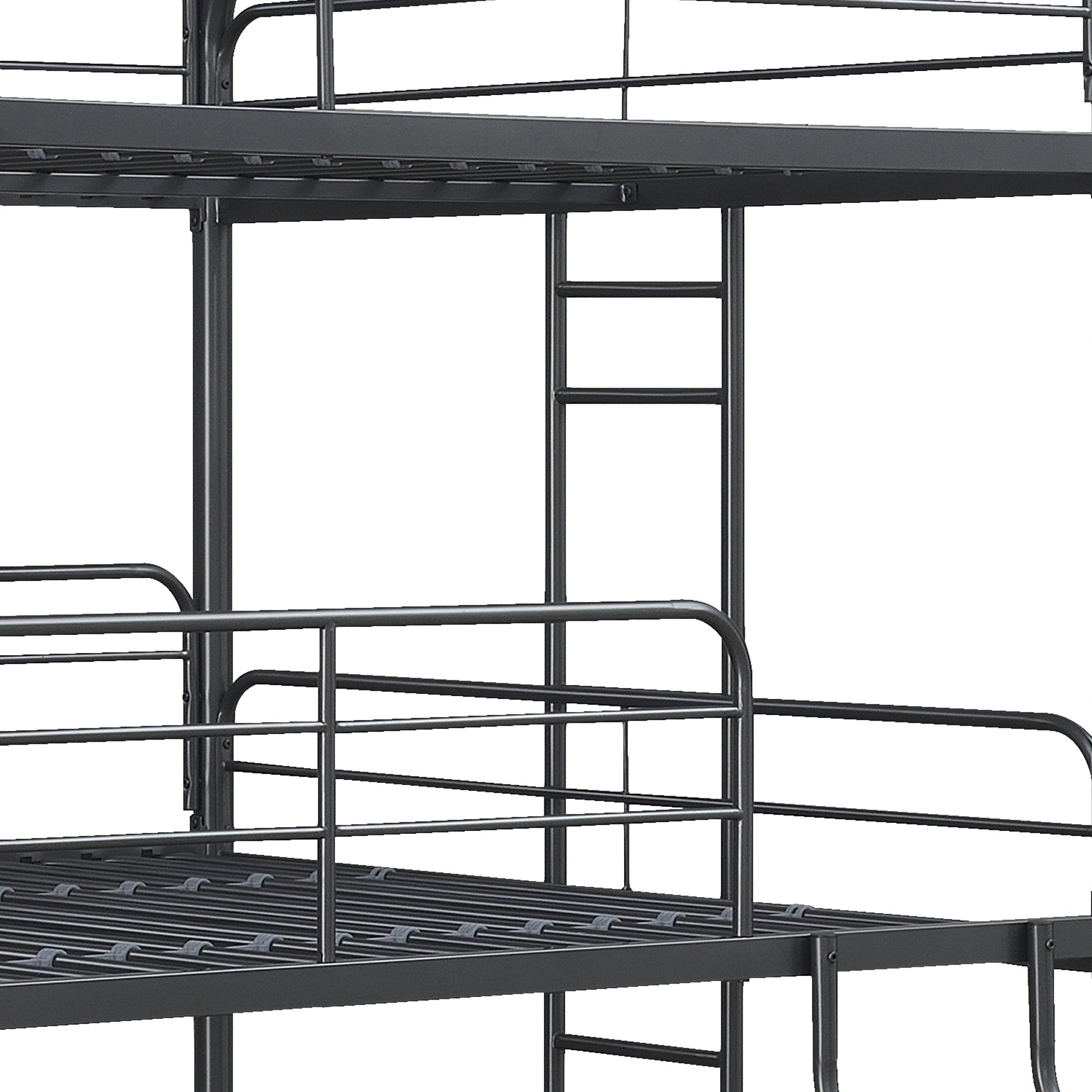Furniture Triple Bunk Bed, FULL/FULL/FULL, black
