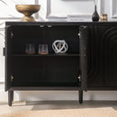 Modern Sideboard Cabinet With Decorative Nailhead Accents, Stylish Storage Solution For Dining, Living Rooms - Black