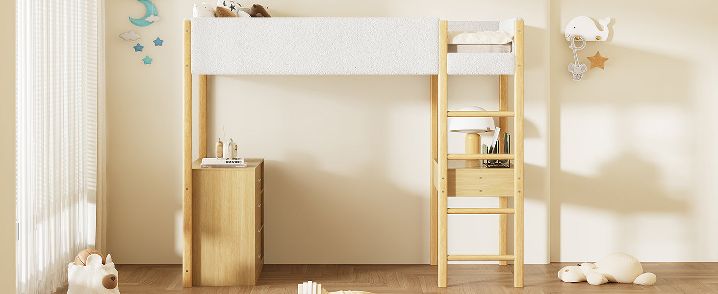 Twin Size Teddy FleeceLoft Bed Wood Bed, Natural - Atlantic Fine Furniture Melbourne FL