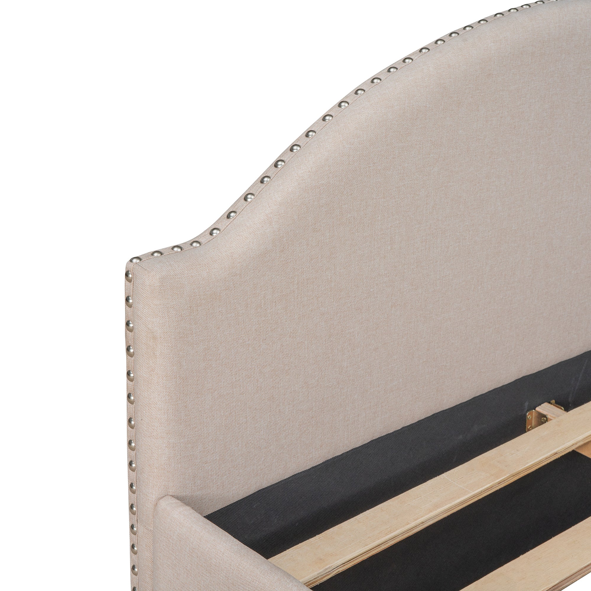 Full size Upholstered Daybed with Twin Size Trundle, Wood Slat Support, Beige(OLD SKU :LP000118AAA)