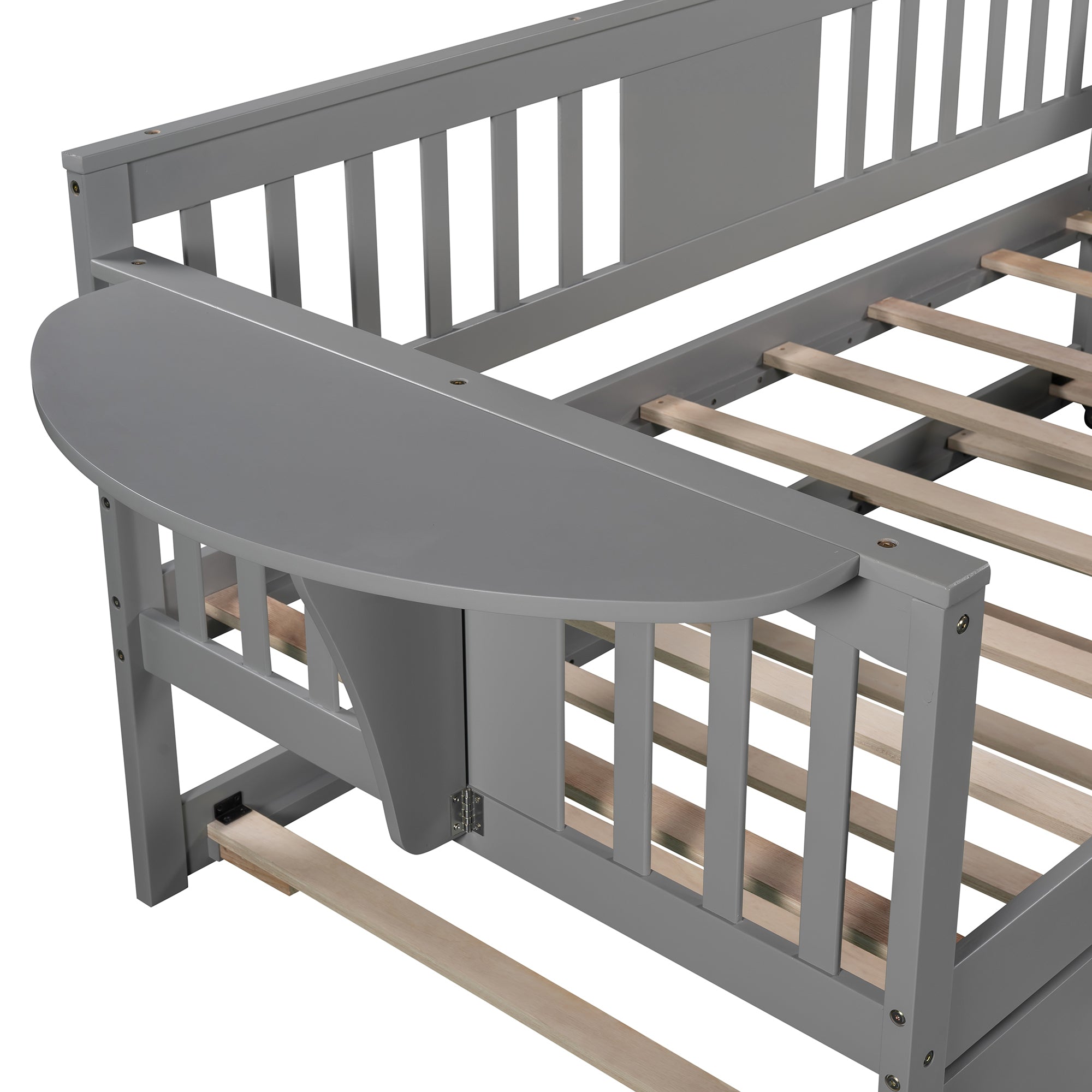 Twin Wooden Daybed with Trundle Bed , Sofa Bed for Bedroom Living Room, Gray