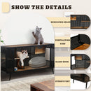 Modern Spacious Cat House With Tempered Glass And Iron Frame For Living Room - Black / Brown