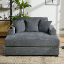 Oversized Chaise Lounger Modern Style Sofa Couch, With Pillows, Charge Station & Cup Holders