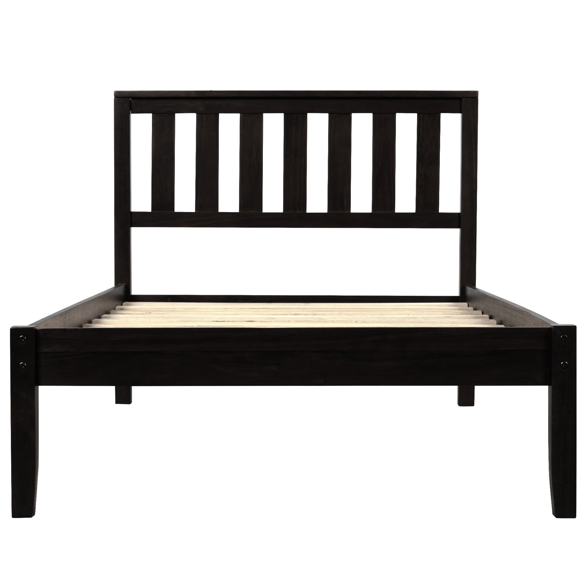 Wood Platform Bed with Headboard/Wood Slat Support,Twin (Espresso) - Atlantic Fine Furniture Melbourne FL