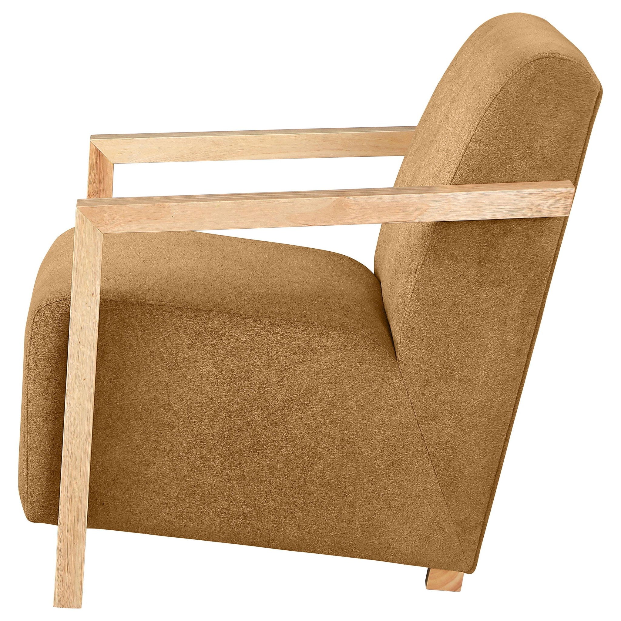 Diego Upholstered Accent Arm Chair with Wood Arms Honey - Atlantic Fine Furniture Melbourne FL
