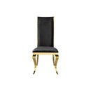 Dining Chair (Set of 2) With Unique Backrest Stainless Steel Legs - Gold