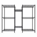 Heavy Duty Garment Rack With 8 Adjustable Wire Shelves And 5 Clothes Rails, Freestanding Closet Organizer Metal - Black
