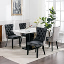 Nikki - Modern, High-End Tufted Solid Wood Contemporary PU And Velvet Upholstered Dining Chair With Wood Legs Nailhead Trim (Set of 2)