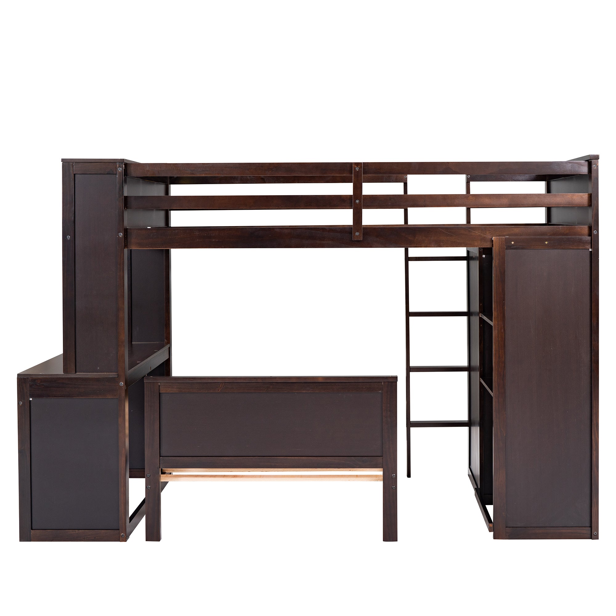 Twin size Loft Bed with a Stand-alone bed, Shelves,Desk,and Wardrobe-Espresso - Atlantic Fine Furniture Melbourne FL