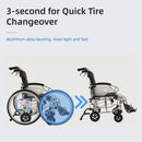 Innovative 6 Wheel Transport Wheelchair Lightweight Foldable Design With Dual Brakes Breathable Seat Anti Backflip Safety Perfect - Black / Silver