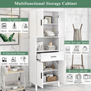 Freestanding Tall Bathroom Cabinet With Soft Close Doors And Adjustable Shelves