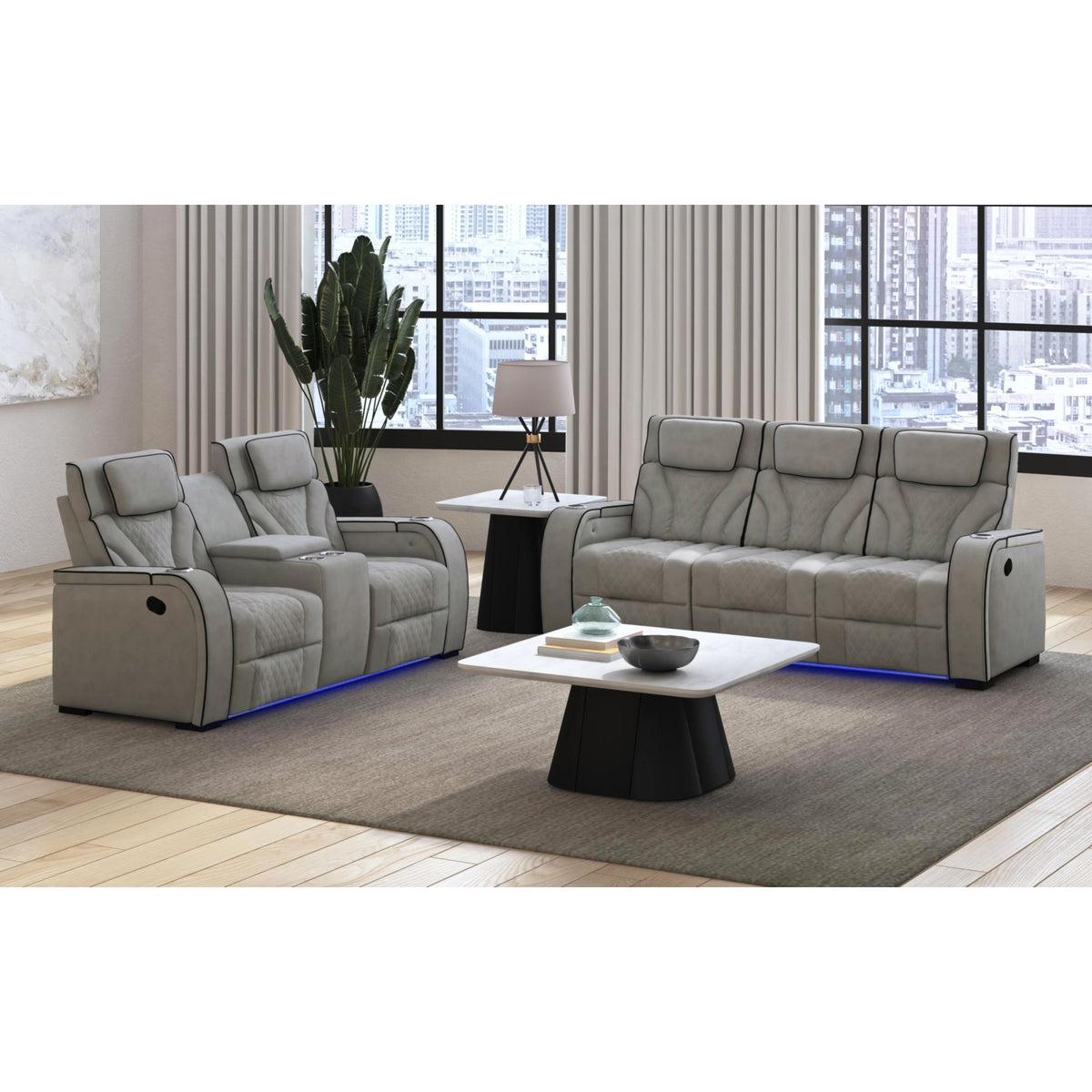 Blitz Motion Sofa With DDT, Reading Light, Wireless Charger And LED in Dark Gray by Elements International, view 20
