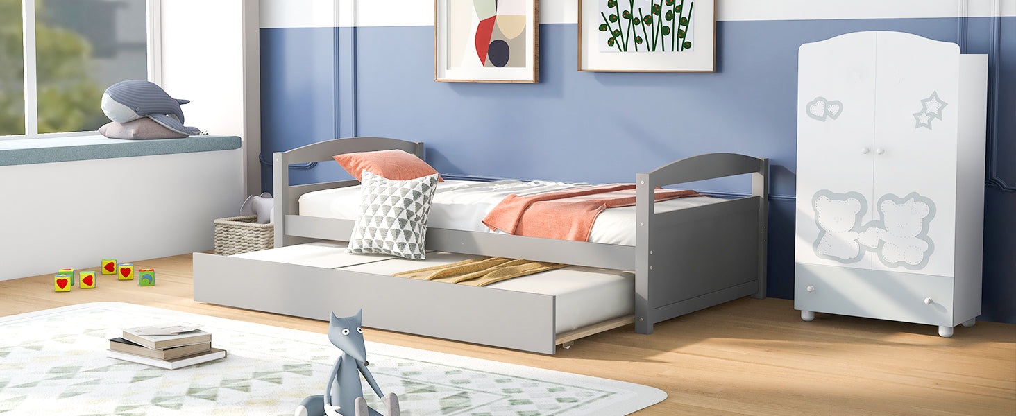 Twin Size Daybed with Trundle, Gray - Atlantic Fine Furniture Melbourne FL