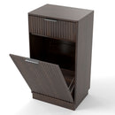 Tilt Out Trash Can Cabinet With Wave Textured Drawer & Pull Out Bin