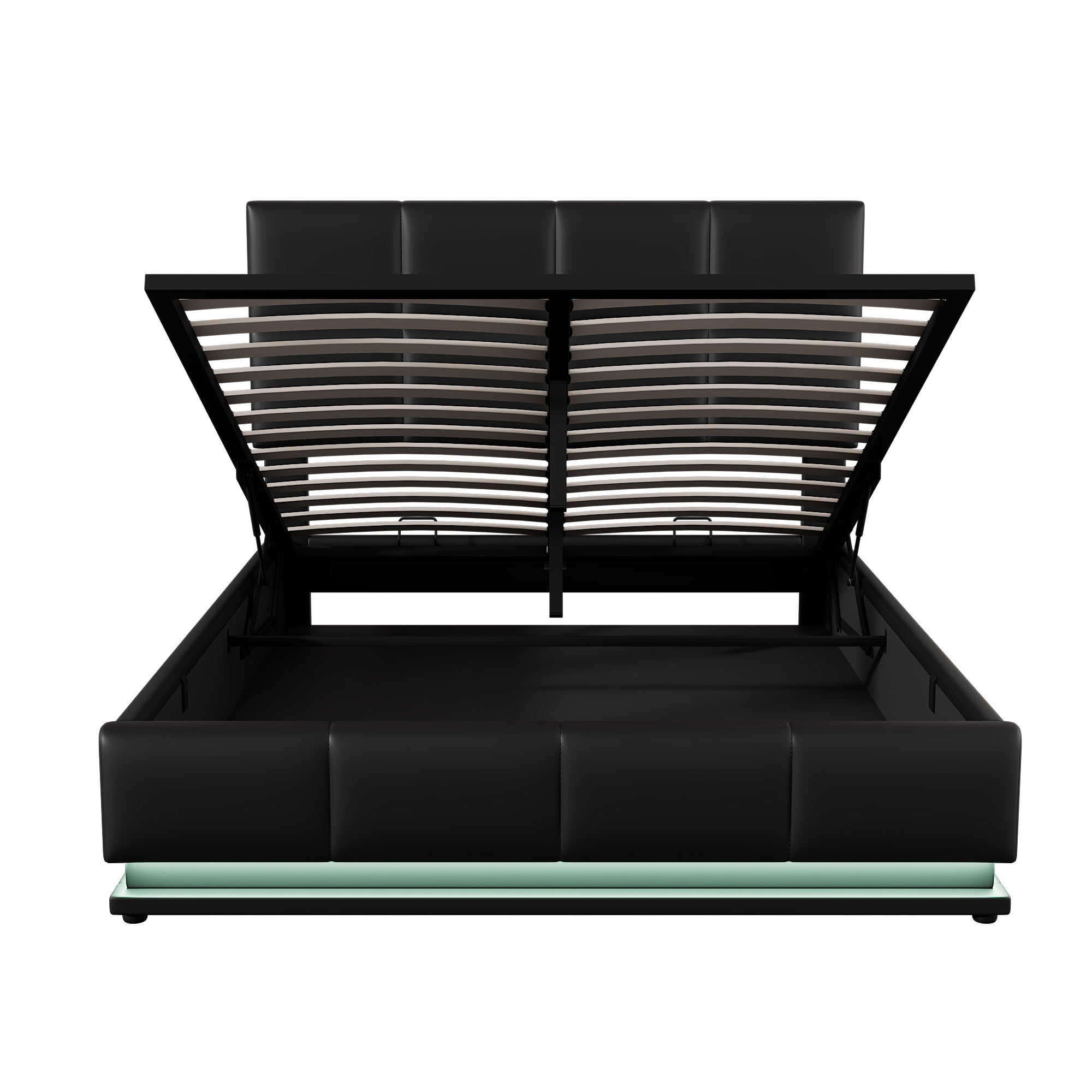 Full Size Tufted Upholstered Platform Bed with Hydraulic Storage System,PU Storage Bed with LED Lights and USB charger, Black - Atlantic Fine Furniture Melbourne FL