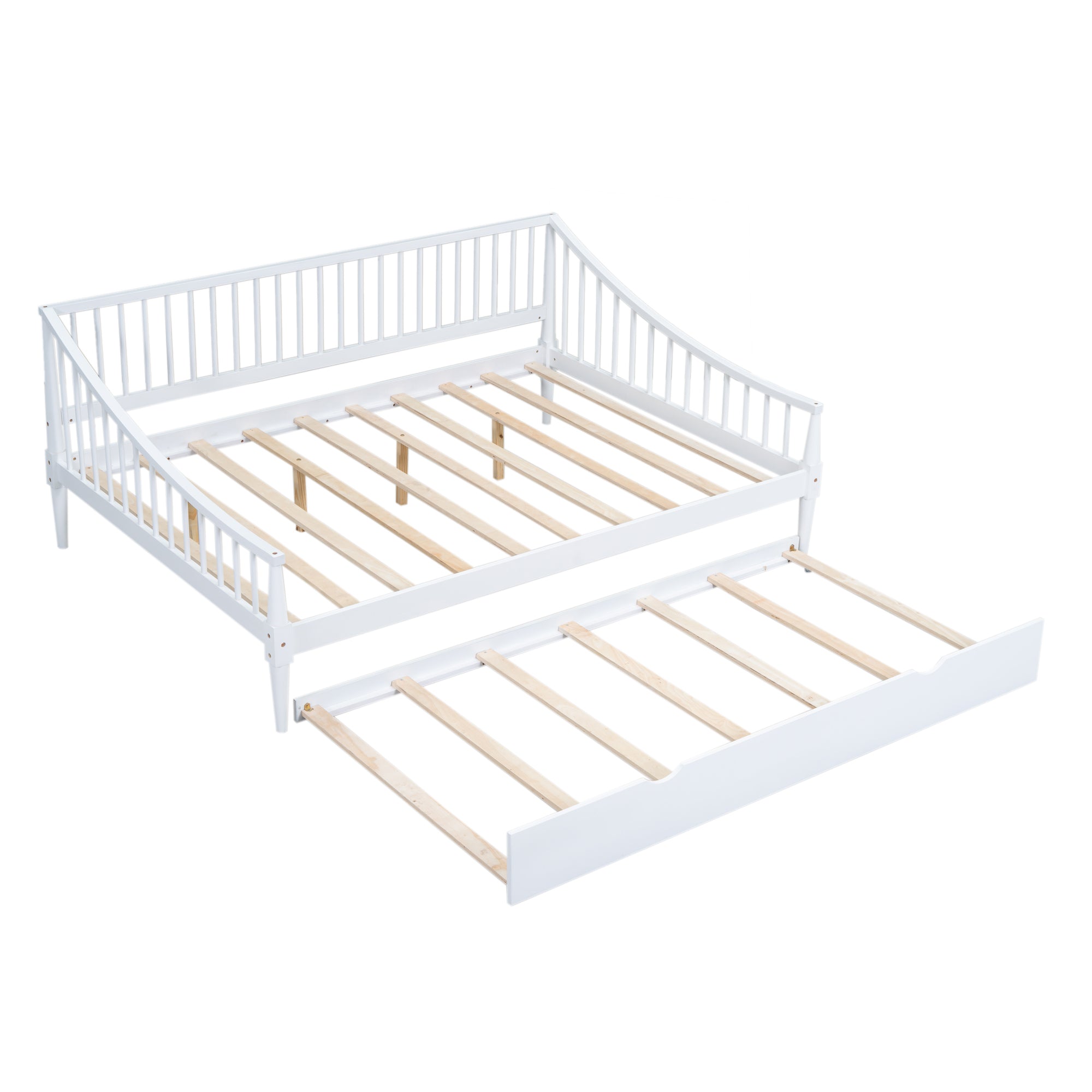 Full Size Daybed with Trundle and Support Legs, White - Atlantic Fine Furniture Melbourne FL