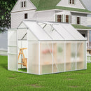 Walk-In Polycarbonate Greenhouse & Roof Vent, Sliding Doors, Aluminum Hobby Hot House For Outdoor