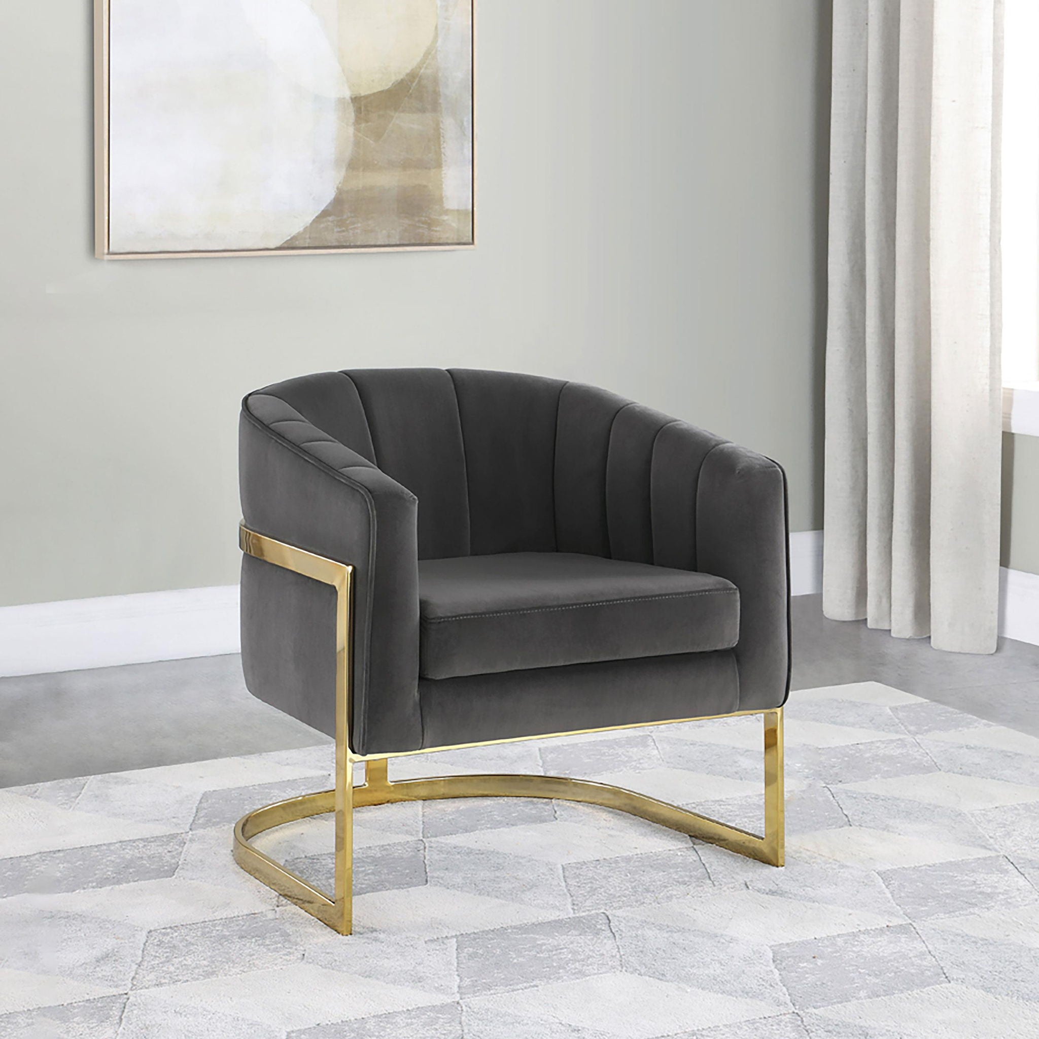 Alamor Upholstered Barrel Back Accent Chair Dark Grey - Atlantic Fine Furniture Melbourne FL