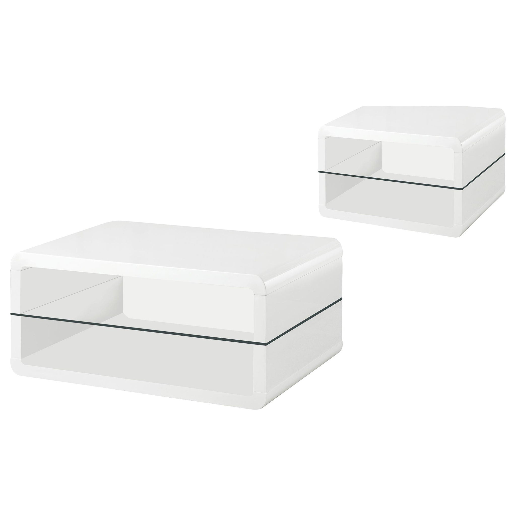 Elana 2-piece Coffee and End Table Set White High Gloss - Atlantic Fine Furniture Melbourne FL