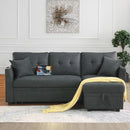 Sectional Sofa Bed L Shaped Sofa Couch Bed With USB Port, Reversible Chaise With Storage