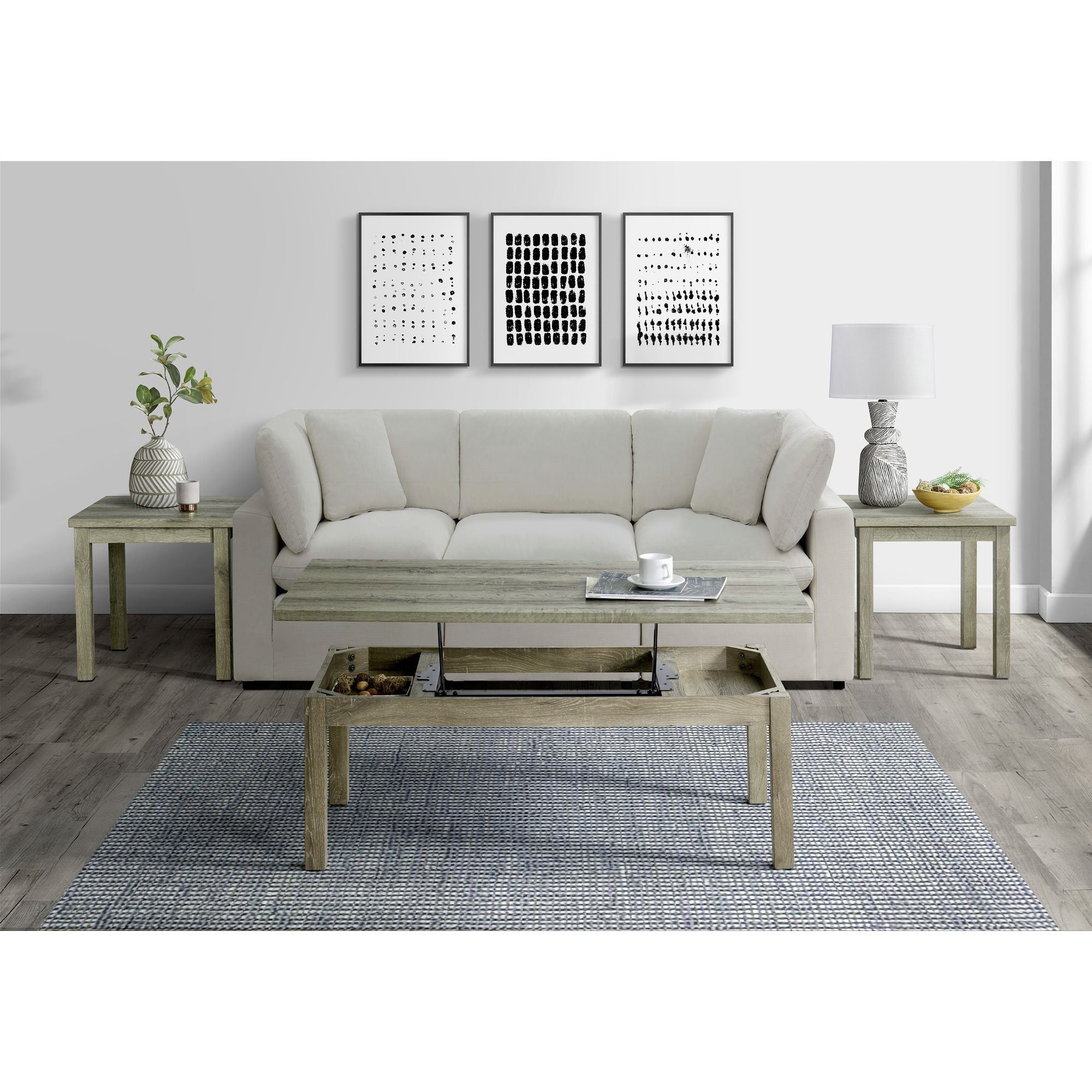 Oak Lawn Three Pack Occasional Set (Lift Top Coffee Table) in Paper by Elements International, view 14