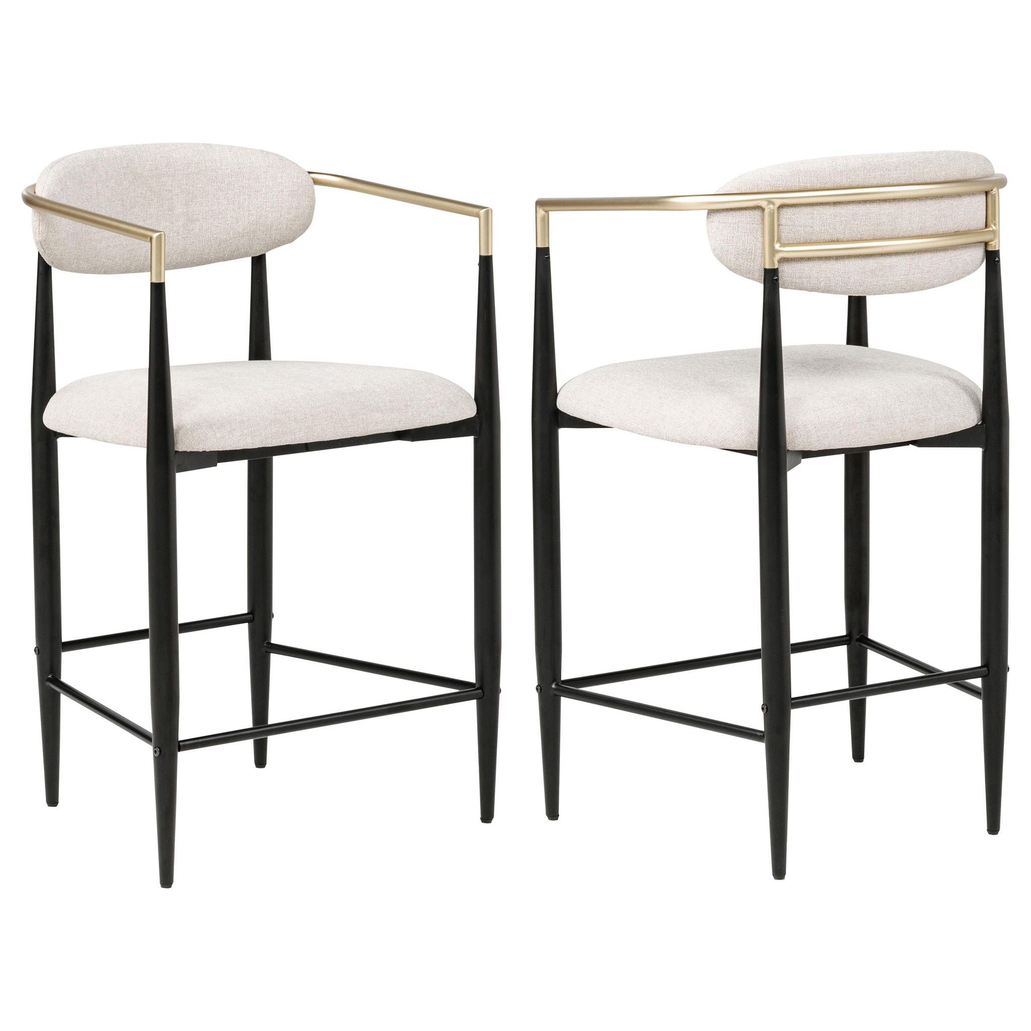 Tina Fabric Upholstered Counter Chair Beige (Set of 2)