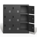 9 Door Employee Storage Locker With Card Slot, Lockers For Office, Gym, School, And Home - Black