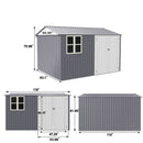 8 0 Ft Outdoor Storage Garden Tool Shed With Thickened Galvanized Steel With Sloped Roof & Double Lockable Door Storage Shed Large With 6 Vents - Gray