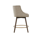 Swivel Counter Stool With Antique Bronze Detailing - Beige Multi