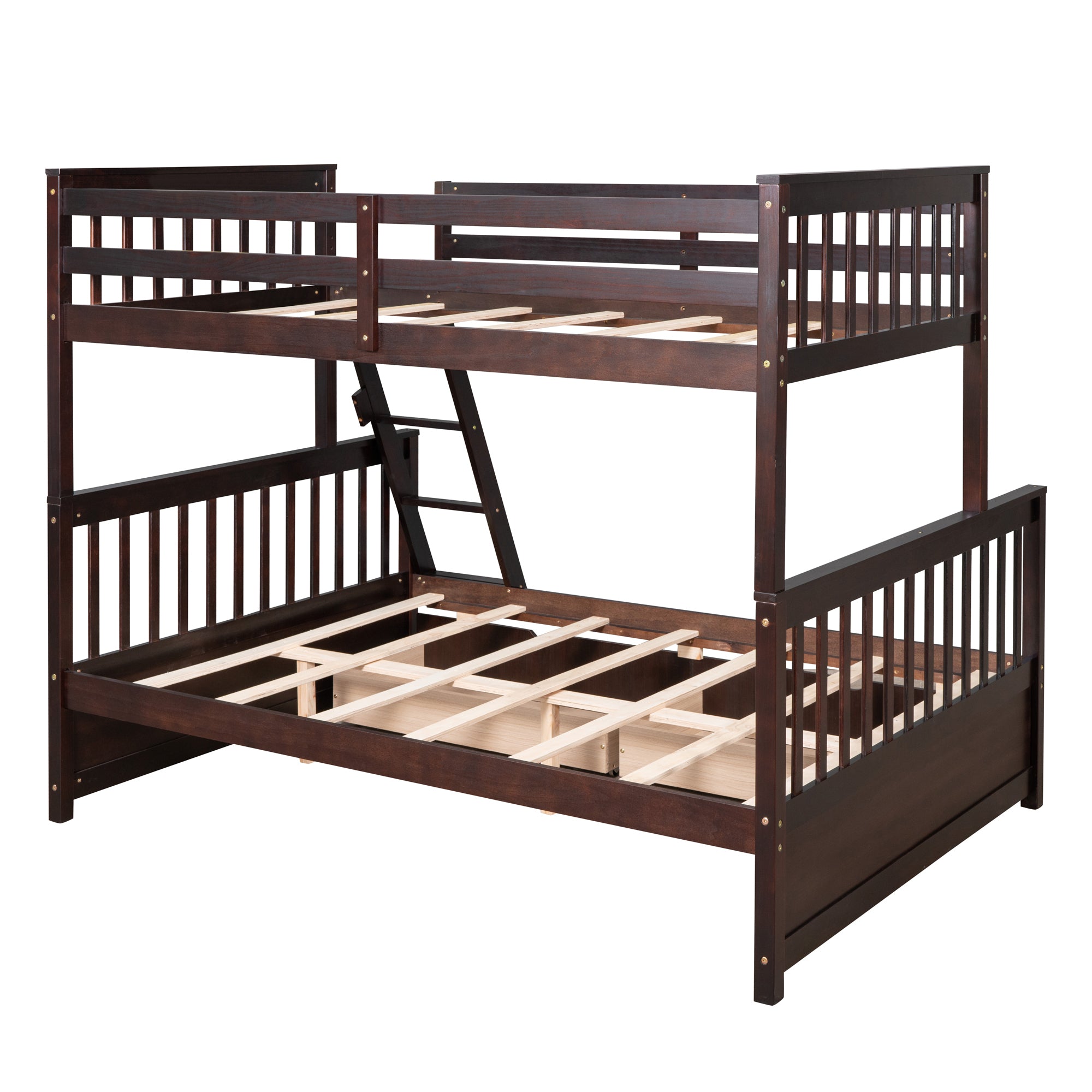 Twin-Over-Full Bunk Bed with Ladders and Two Storage Drawers(Espresso)( old sku:LT000165AAP)