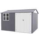 8 0 Ft Outdoor Storage Garden Tool Shed With Thickened Galvanized Steel With Sloped Roof & Double Lockable Door Storage Shed Large With 6 Vents - Gray